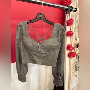 Gray Women's Long Sleeve Top